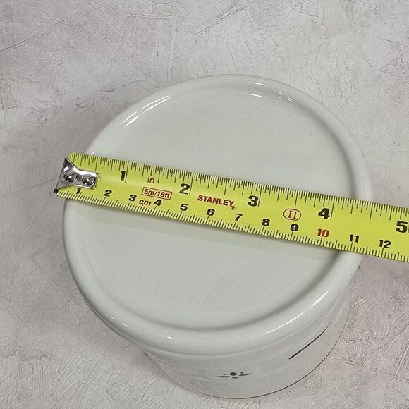 Longaberger 4" Pottery Heritage Red White One Pint Crock with lid - Picture 3 of 8